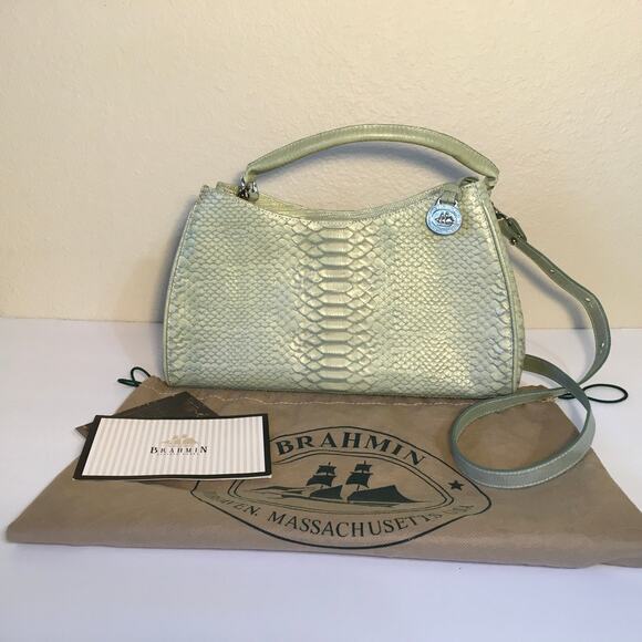 Brahmin Handbags - Brahmin Gabriel Teal Sea Isle Vintage Leather Purse Hand bag Crossbody Coastal